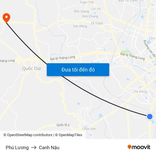 Phú Lương to Canh Nậu map