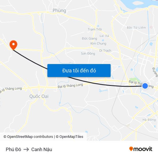 Phú Đô to Canh Nậu map