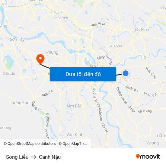 Song Liễu to Canh Nậu map