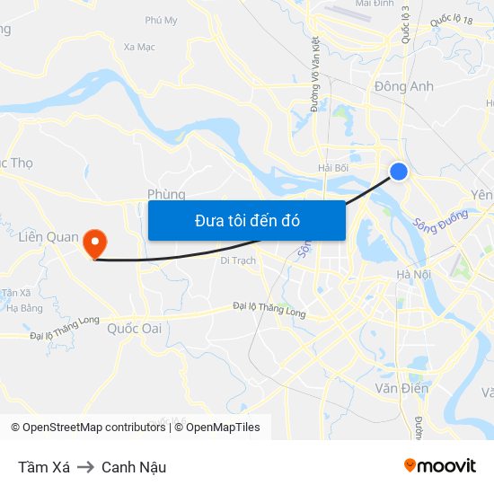 Tầm Xá to Canh Nậu map