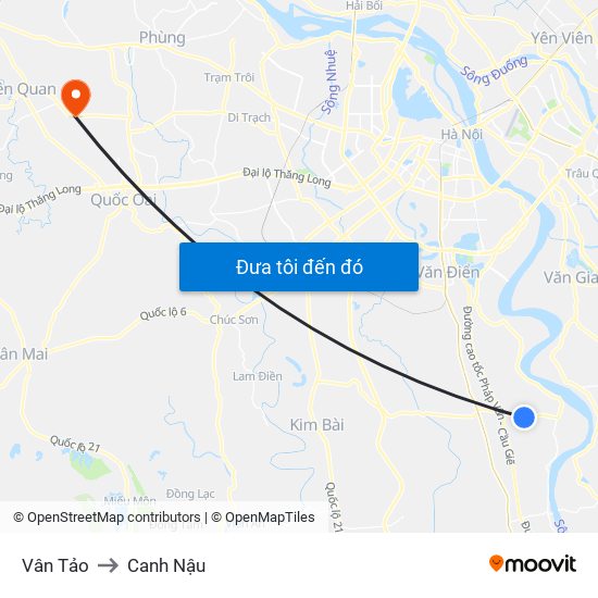 Vân Tảo to Canh Nậu map