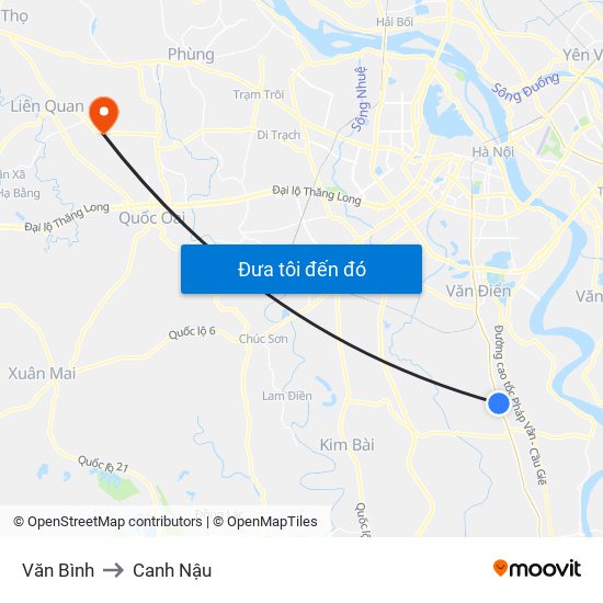 Văn Bình to Canh Nậu map