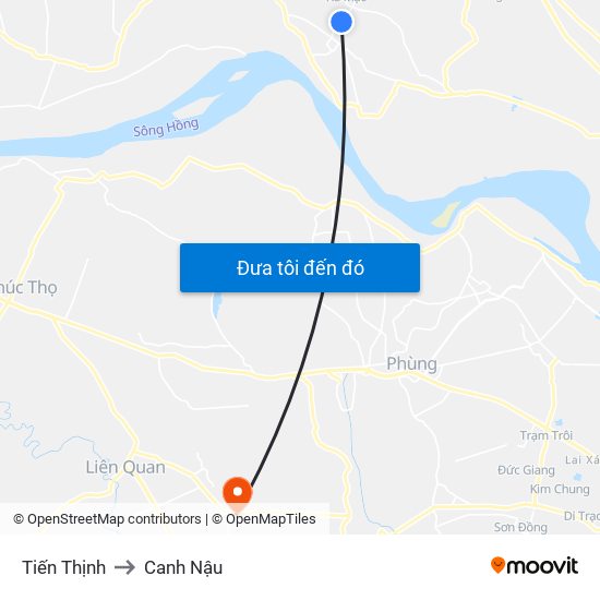 Tiến Thịnh to Canh Nậu map