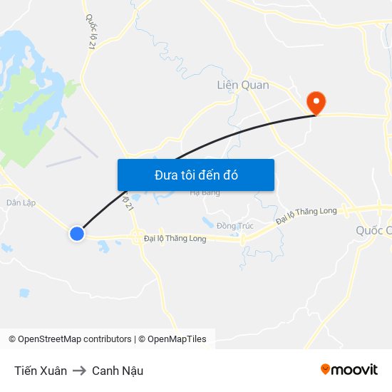 Tiến Xuân to Canh Nậu map