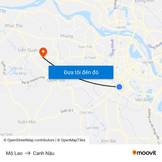 Mộ Lao to Canh Nậu map