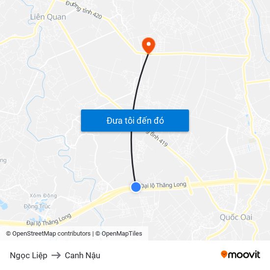 Ngọc Liệp to Canh Nậu map