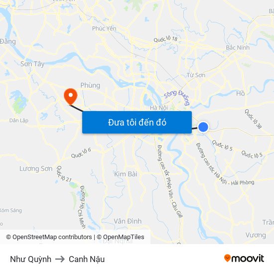 Như Quỳnh to Canh Nậu map