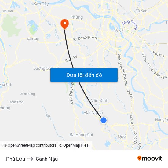 Phù Lưu to Canh Nậu map