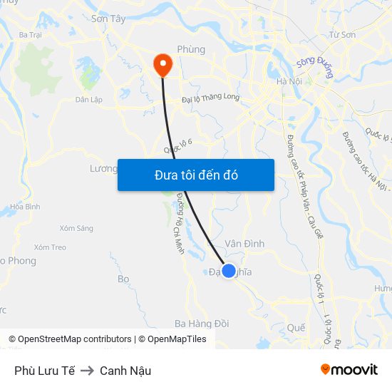 Phù Lưu Tế to Canh Nậu map