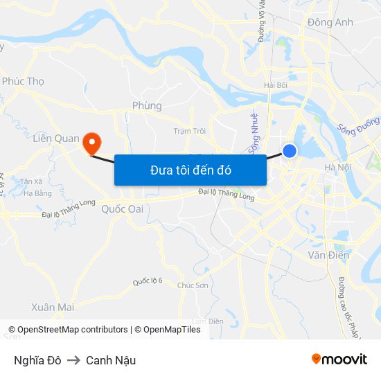 Nghĩa Đô to Canh Nậu map