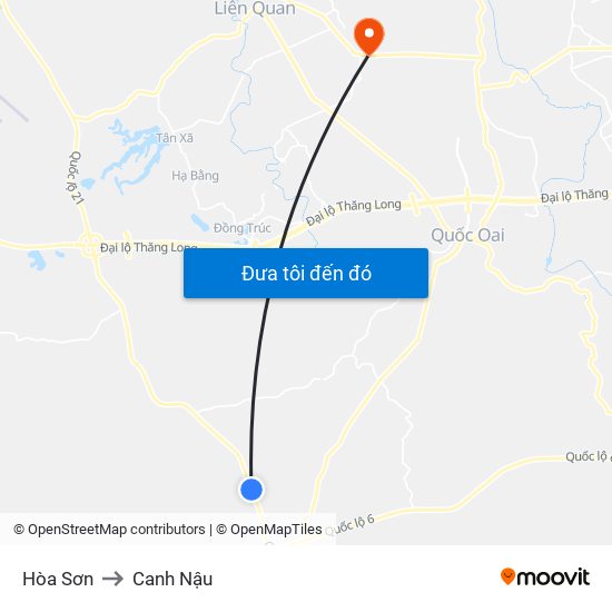 Hòa Sơn to Canh Nậu map
