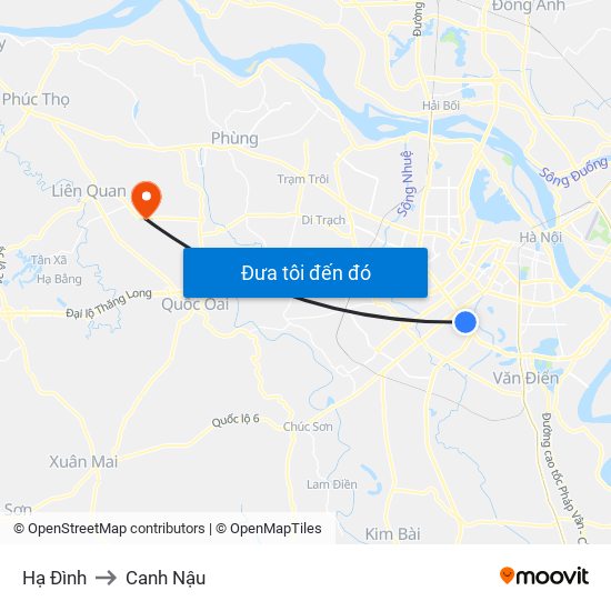 Hạ Đình to Canh Nậu map