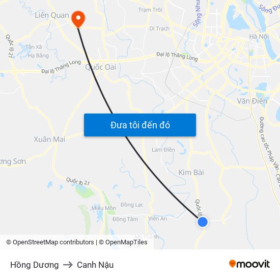 Hồng Dương to Canh Nậu map