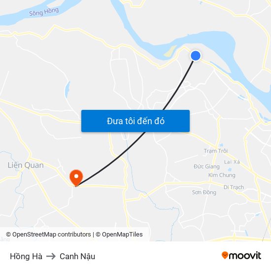 Hồng Hà to Canh Nậu map