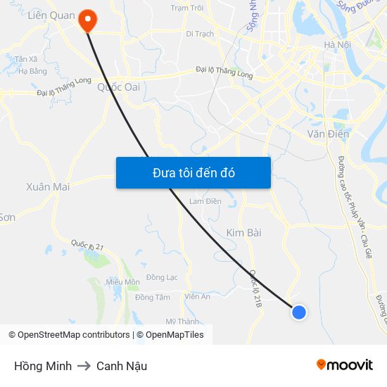 Hồng Minh to Canh Nậu map