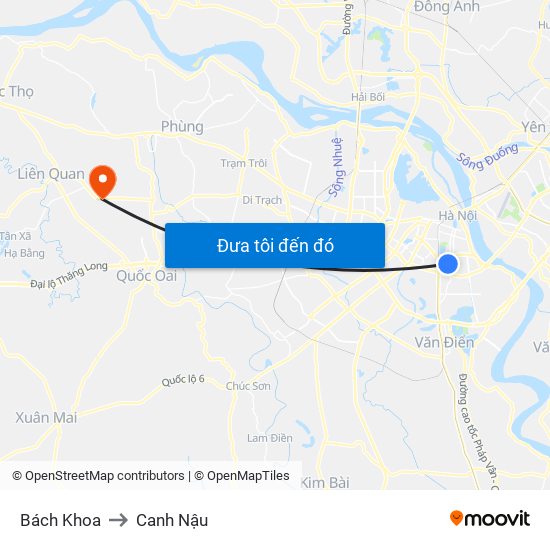 Bách Khoa to Canh Nậu map