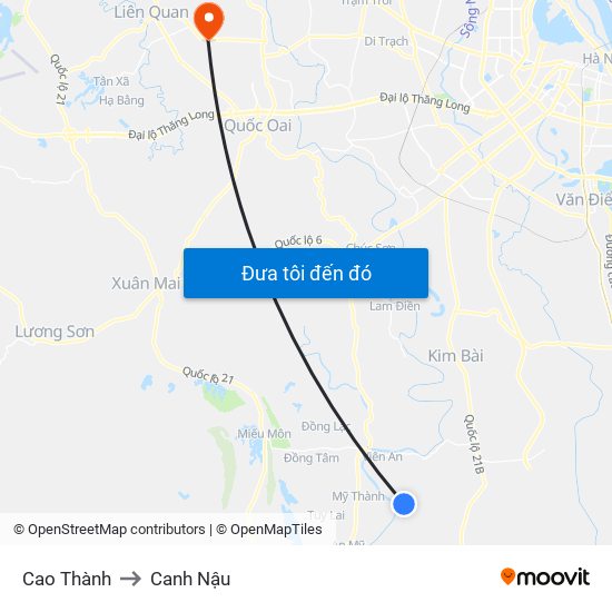 Cao Thành to Canh Nậu map