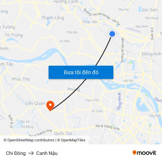 Chi Đông to Canh Nậu map