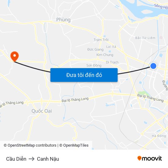 Cầu Diễn to Canh Nậu map