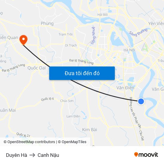 Duyên Hà to Canh Nậu map