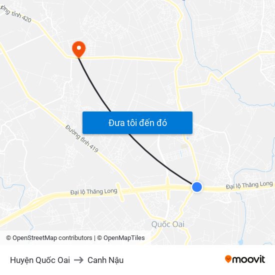 Huyện Quốc Oai to Canh Nậu map