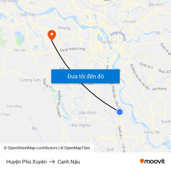 Huyện Phú Xuyên to Canh Nậu map