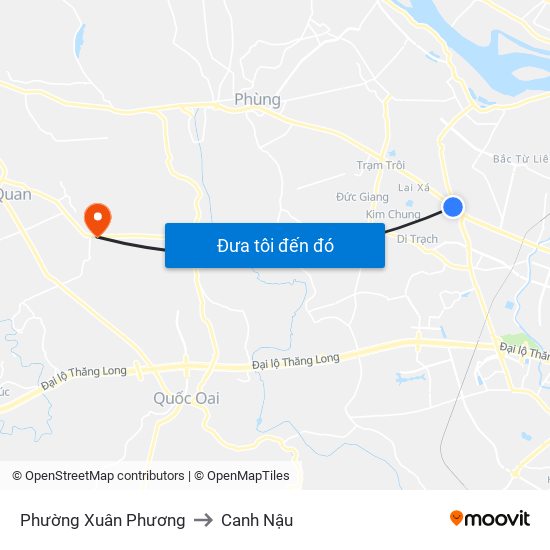 Phường Xuân Phương to Canh Nậu map