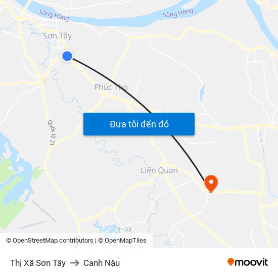Thị Xã Sơn Tây to Canh Nậu map