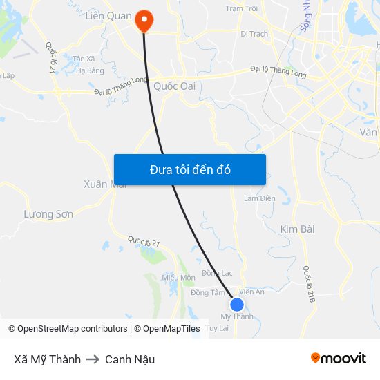 Xã Mỹ Thành to Canh Nậu map