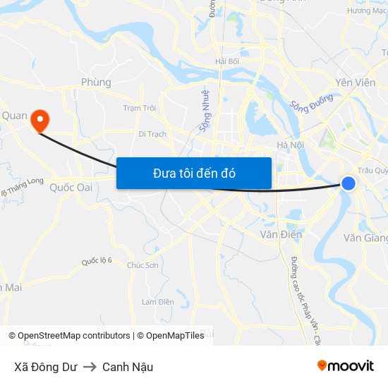 Xã Đông Dư to Canh Nậu map