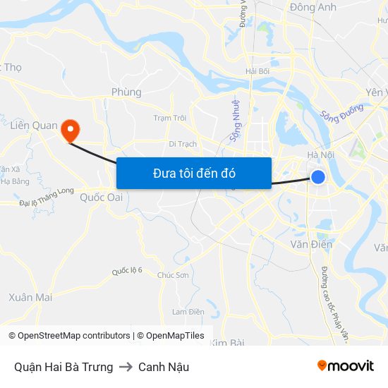 Quận Hai Bà Trưng to Canh Nậu map