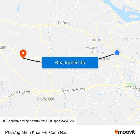 Phường Minh Khai to Canh Nậu map