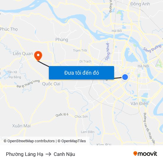 Phường Láng Hạ to Canh Nậu map