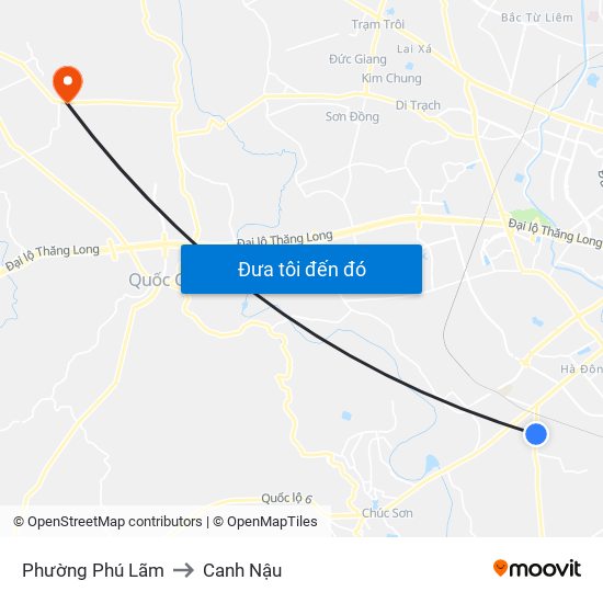 Phường Phú Lãm to Canh Nậu map