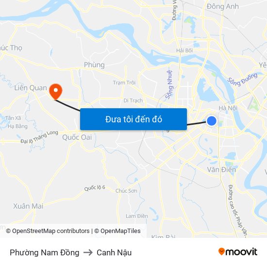 Phường Nam Đồng to Canh Nậu map