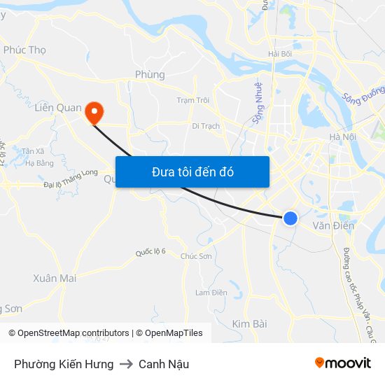 Phường Kiến Hưng to Canh Nậu map