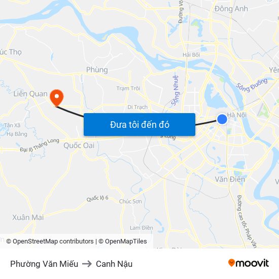 Phường Văn Miếu to Canh Nậu map