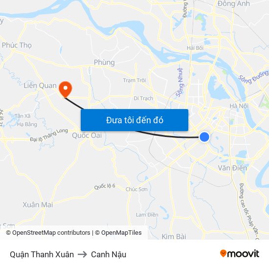Quận Thanh Xuân to Canh Nậu map
