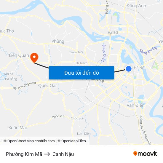 Phường Kim Mã to Canh Nậu map