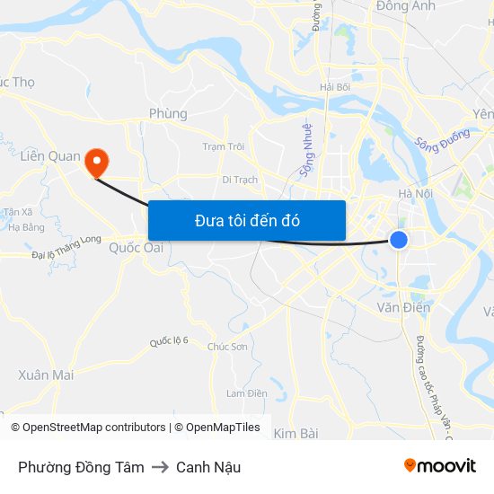 Phường Đồng Tâm to Canh Nậu map