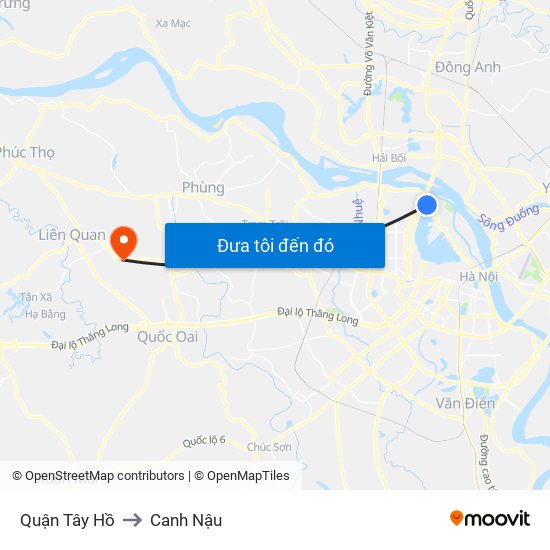 Quận Tây Hồ to Canh Nậu map