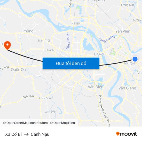 Xã Cổ Bi to Canh Nậu map