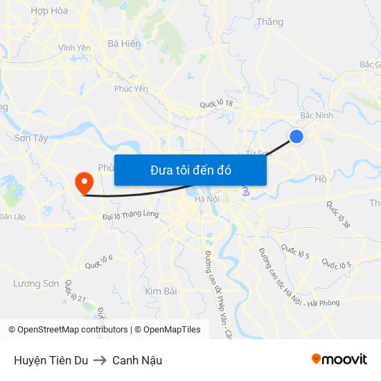 Huyện Tiên Du to Canh Nậu map