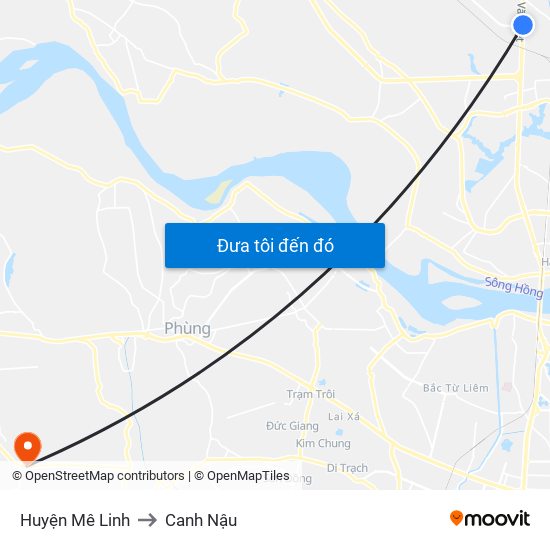 Huyện Mê Linh to Canh Nậu map