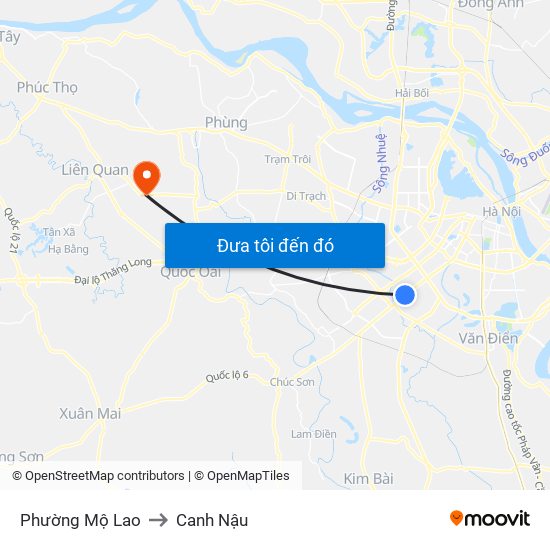 Phường Mộ Lao to Canh Nậu map