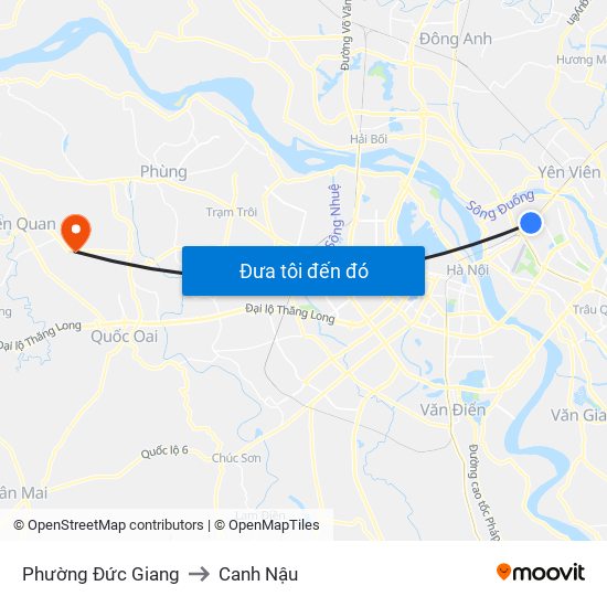 Phường Đức Giang to Canh Nậu map