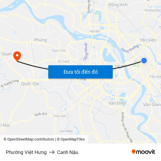 Phường Việt Hưng to Canh Nậu map
