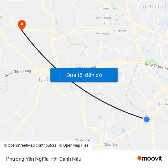 Phường Yên Nghĩa to Canh Nậu map