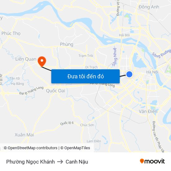 Phường Ngọc Khánh to Canh Nậu map