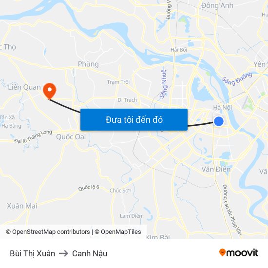 Bùi Thị Xuân to Canh Nậu map